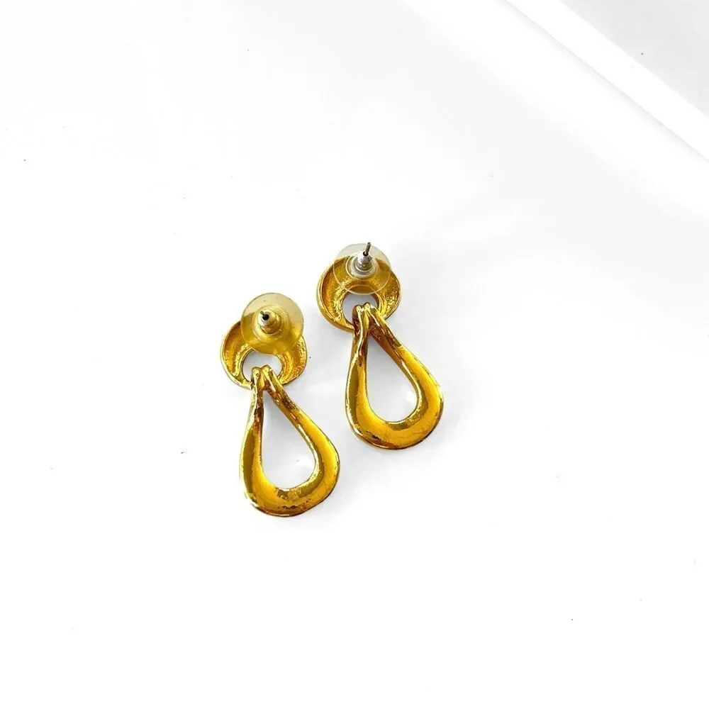 Vintage Gold Door Knocker Dangle Drop Earrings